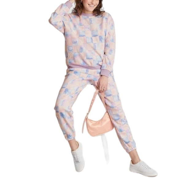 Blue checkered print fleece oversized sweatshirt & sweatpants | Wild Fab… - Picture 16 of 16